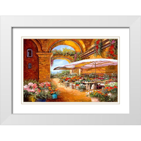 Il Mercato Sotto i Portici White Modern Wood Framed Art Print with Double Matting by Borelli, Guido