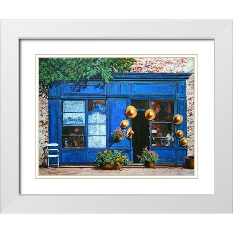 La Maison Blue White Modern Wood Framed Art Print with Double Matting by Borelli, Guido