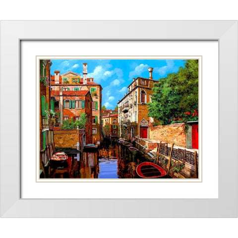 Luce A Venezia White Modern Wood Framed Art Print with Double Matting by Borelli, Guido