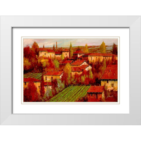 Le Case Rosse sul Poggio White Modern Wood Framed Art Print with Double Matting by Borelli, Guido