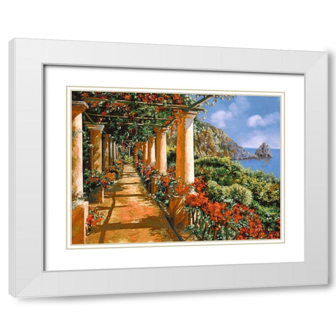 Le Colonne e I fiori White Modern Wood Framed Art Print with Double Matting by Borelli, Guido