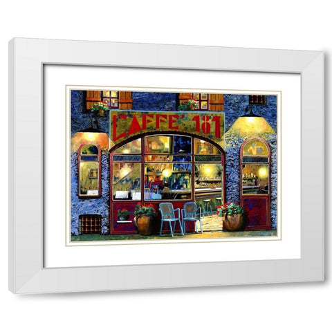 caffe 181 White Modern Wood Framed Art Print with Double Matting by Borelli, Guido