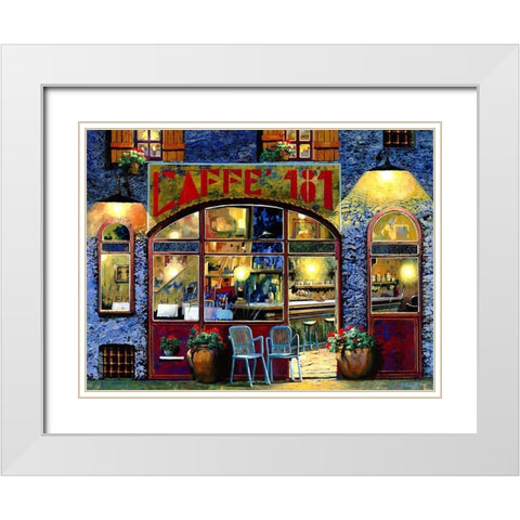 caffe 181 White Modern Wood Framed Art Print with Double Matting by Borelli, Guido