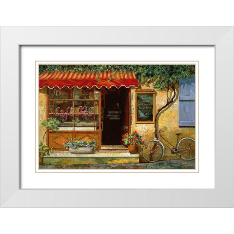 caffe re White Modern Wood Framed Art Print with Double Matting by Borelli, Guido