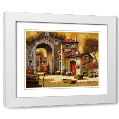 Arco Giallo White Modern Wood Framed Art Print with Double Matting by Borelli, Guido