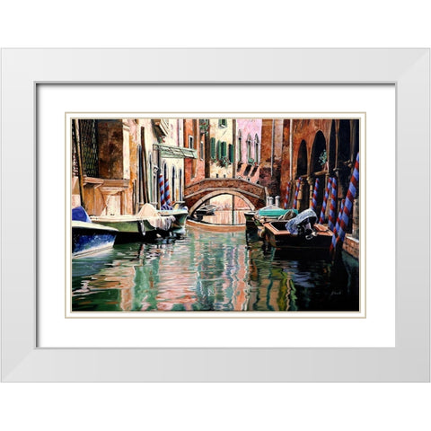 le Barche e i Pali Colorati White Modern Wood Framed Art Print with Double Matting by Borelli, Guido