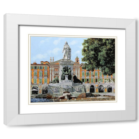 Place Garibaldi in Nice White Modern Wood Framed Art Print with Double Matting by Borelli, Guido