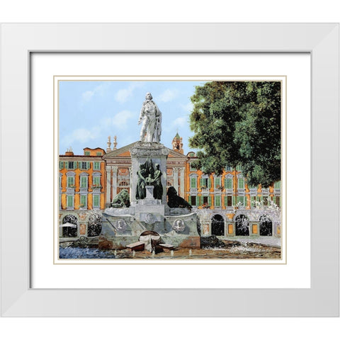 Place Garibaldi in Nice White Modern Wood Framed Art Print with Double Matting by Borelli, Guido