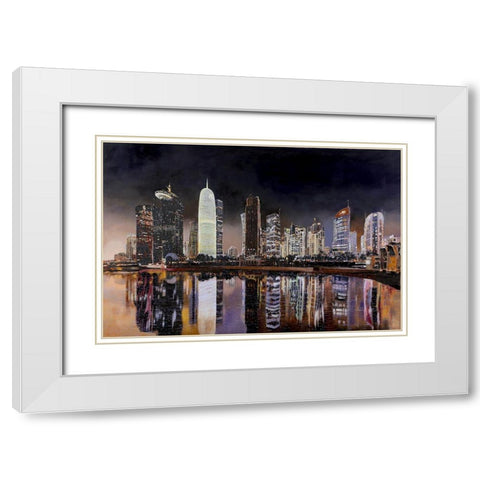 Doha Qatar White Modern Wood Framed Art Print with Double Matting by Borelli, Guido