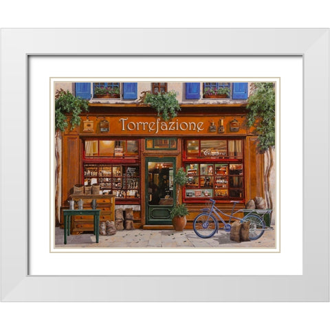 Torrefazione White Modern Wood Framed Art Print with Double Matting by Borelli, Guido