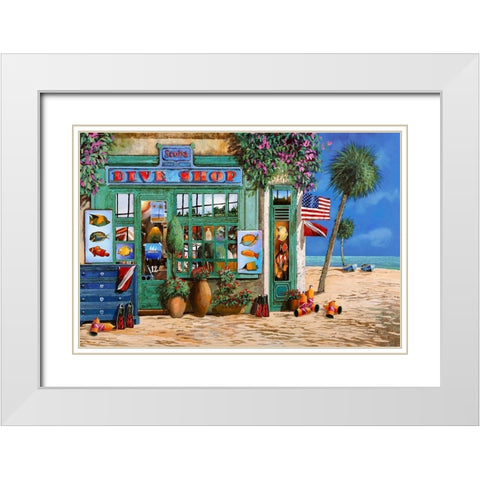 Terzo Scuba White Modern Wood Framed Art Print with Double Matting by Borelli, Guido