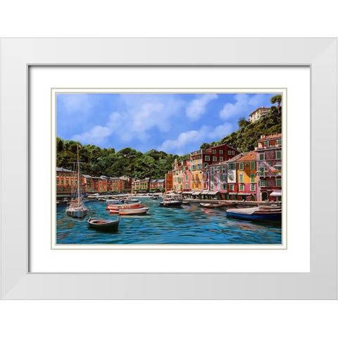 A Portofino White Modern Wood Framed Art Print with Double Matting by Borelli, Guido