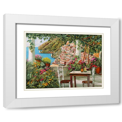 Positano dalla terrazza White Modern Wood Framed Art Print with Double Matting by Borelli, Guido