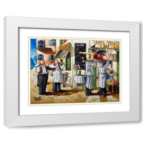 Getting Ready White Modern Wood Framed Art Print with Double Matting by West, Ronald