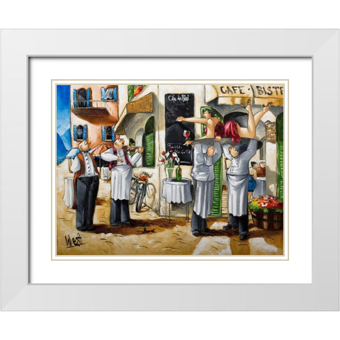 Getting Ready White Modern Wood Framed Art Print with Double Matting by West, Ronald