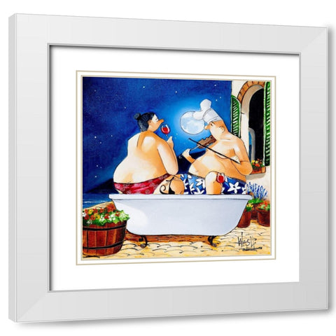 Moonlight Serenade White Modern Wood Framed Art Print with Double Matting by West, Ronald