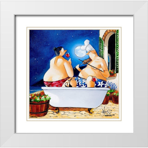 Moonlight Serenade White Modern Wood Framed Art Print with Double Matting by West, Ronald
