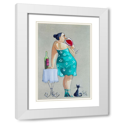 Lunch Break White Modern Wood Framed Art Print with Double Matting by West, Ronald