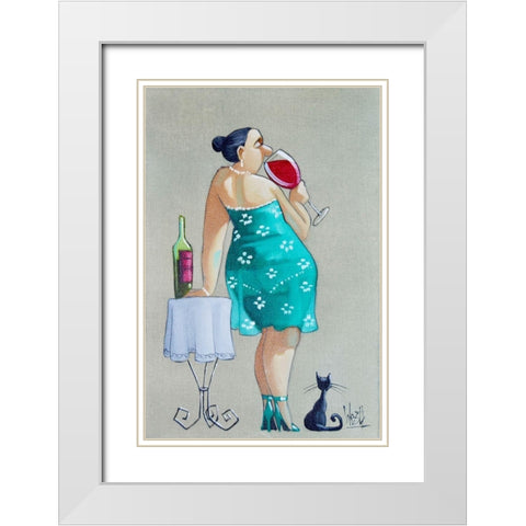 Lunch Break White Modern Wood Framed Art Print with Double Matting by West, Ronald