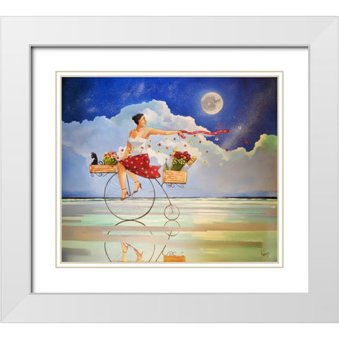 Spring II White Modern Wood Framed Art Print with Double Matting by West, Ronald