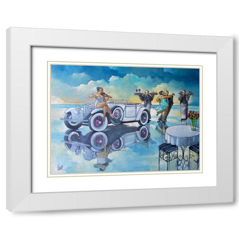 A Vintage Affair White Modern Wood Framed Art Print with Double Matting by West, Ronald