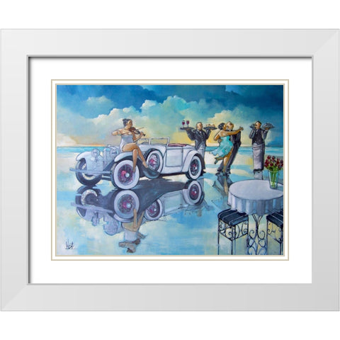 A Vintage Affair White Modern Wood Framed Art Print with Double Matting by West, Ronald