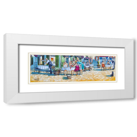 Cafe Fotia (The New Waiter II) White Modern Wood Framed Art Print with Double Matting by West, Ronald