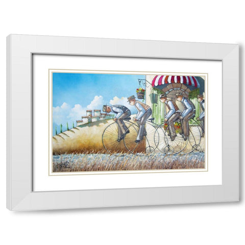 The Sprinters White Modern Wood Framed Art Print with Double Matting by West, Ronald