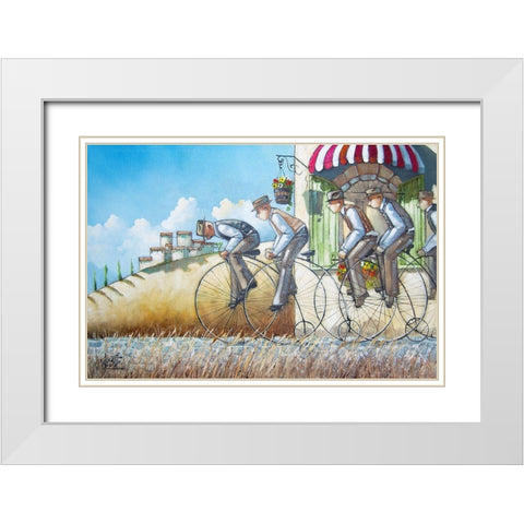 The Sprinters White Modern Wood Framed Art Print with Double Matting by West, Ronald