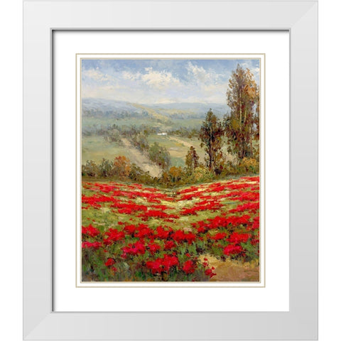 Poppy Vista II White Modern Wood Framed Art Print with Double Matting by Hulsey
