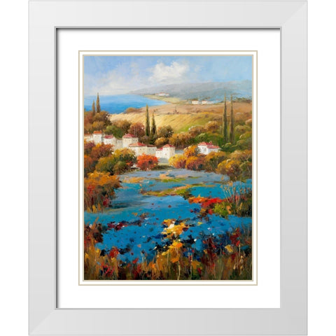 Villagio Blu White Modern Wood Framed Art Print with Double Matting by Hulsey