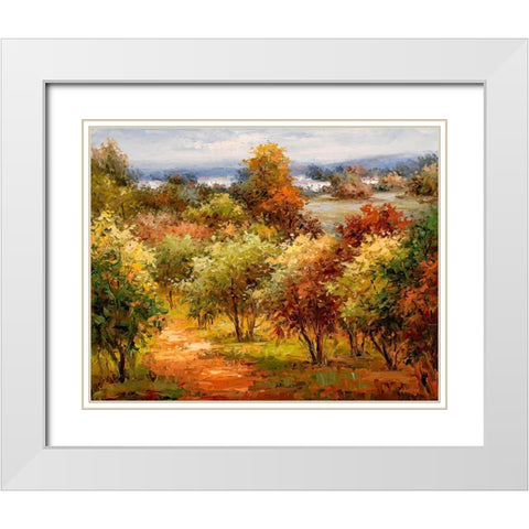Autumn Colors I White Modern Wood Framed Art Print with Double Matting by Hulsey