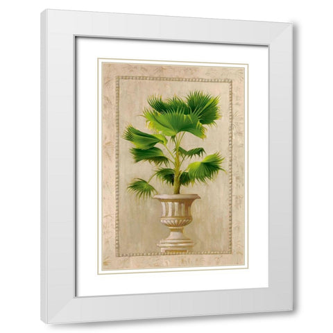 Key West Palm II White Modern Wood Framed Art Print with Double Matting by Welby