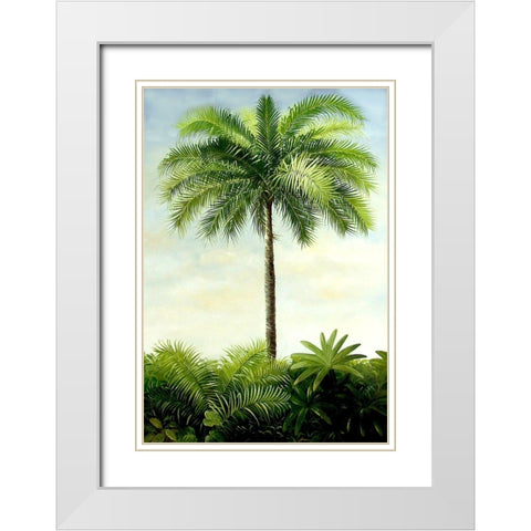 Palm II White Modern Wood Framed Art Print with Double Matting by Welby