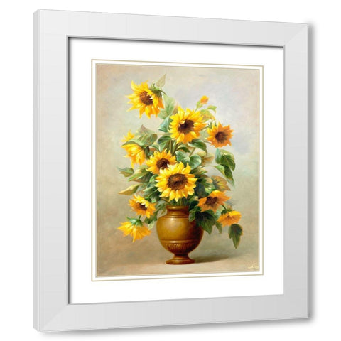 Sunflowers in Bronze II White Modern Wood Framed Art Print with Double Matting by Welby