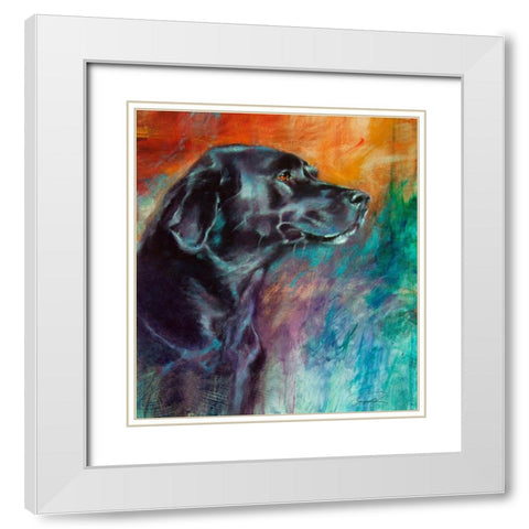 Rainbow Retriever White Modern Wood Framed Art Print with Double Matting by Campbell, Robert