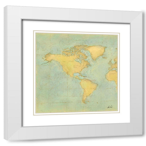 Map II White Modern Wood Framed Art Print with Double Matting by Novak, Rick