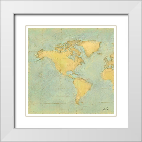 Map II White Modern Wood Framed Art Print with Double Matting by Novak, Rick