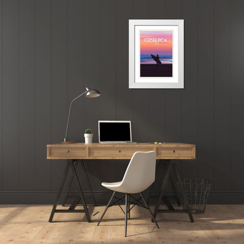 Costa Rica travel poster White Modern Wood Framed Art Print with Double Matting by ARCTIC FRAME