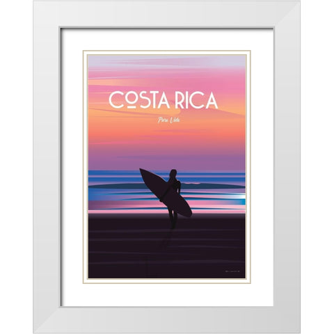 Costa Rica travel poster White Modern Wood Framed Art Print with Double Matting by ARCTIC FRAME