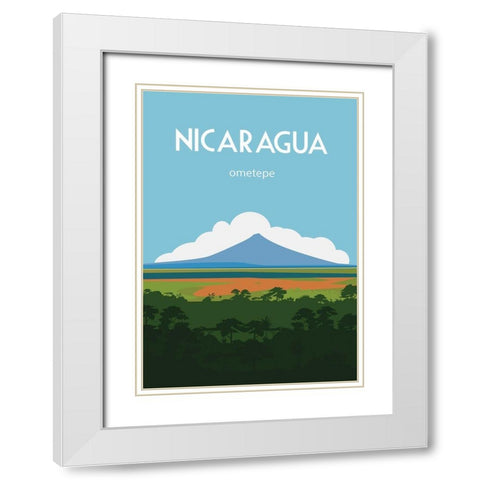 Nicaragua travel poster White Modern Wood Framed Art Print with Double Matting by ARCTIC FRAME