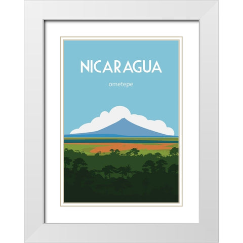 Nicaragua travel poster White Modern Wood Framed Art Print with Double Matting by ARCTIC FRAME