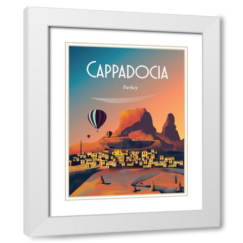 cappadocia turkey travel poster White Modern Wood Framed Art Print with Double Matting by ARCTIC FRAME