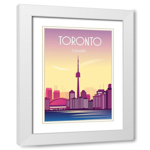 toronto canada travel poster White Modern Wood Framed Art Print with Double Matting by ARCTIC FRAME