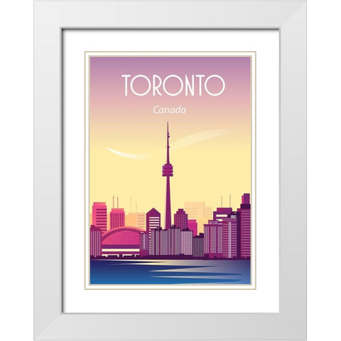 toronto canada travel poster White Modern Wood Framed Art Print with Double Matting by ARCTIC FRAME