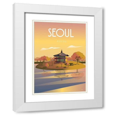 seoul travel poster White Modern Wood Framed Art Print with Double Matting by ARCTIC FRAME