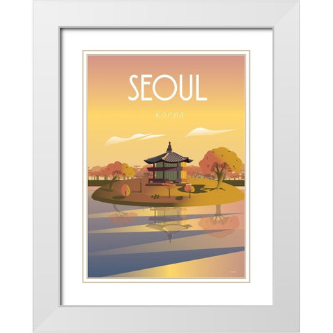 seoul travel poster White Modern Wood Framed Art Print with Double Matting by ARCTIC FRAME