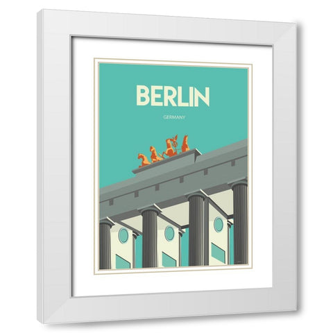 Berlin travel poster White Modern Wood Framed Art Print with Double Matting by ARCTIC FRAME