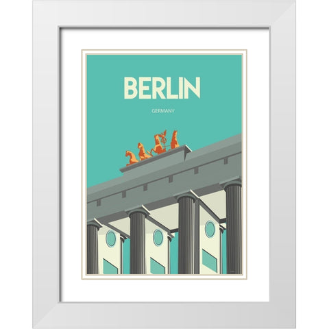 Berlin travel poster White Modern Wood Framed Art Print with Double Matting by ARCTIC FRAME