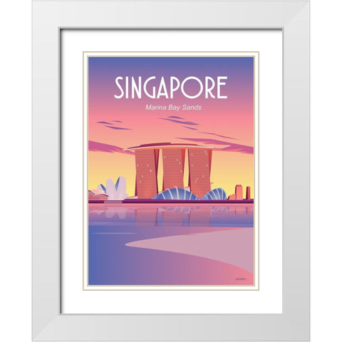 singapore travel poster White Modern Wood Framed Art Print with Double Matting by ARCTIC FRAME